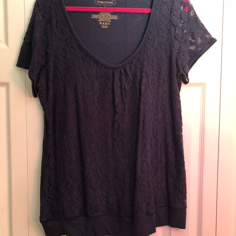 Navy lace tee